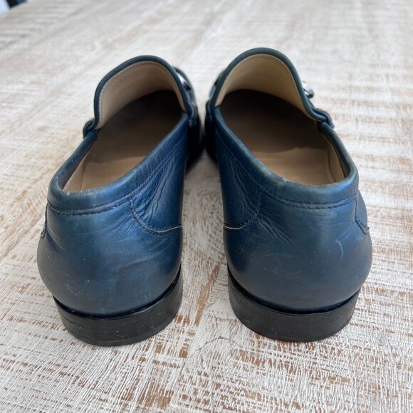Salvatore Ferragamo Men's Dark Blue Leather Horse Bit Penny Loafer Size 10 1/2 D - Picture 3 of 13